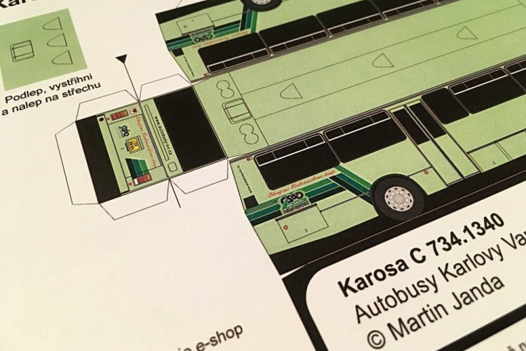 Model kartonowy autobus Karosa C734 Karlovy Vary