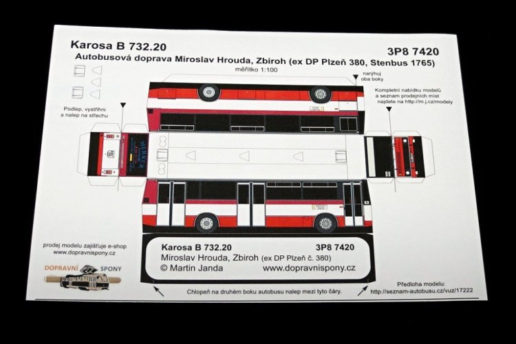 Vystřihovánka autobus Karosa B 732 Miroslav Hrouda Zbiroh