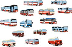 Polštář - různé autobusy