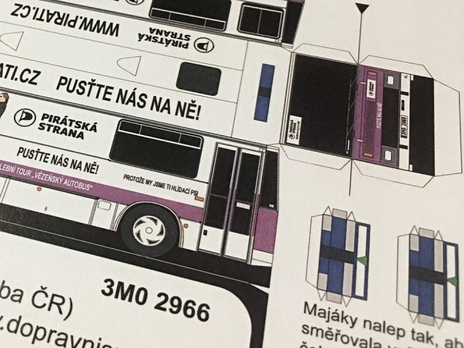 Papiermodell Bus Karosa C734 Piraten-Partei