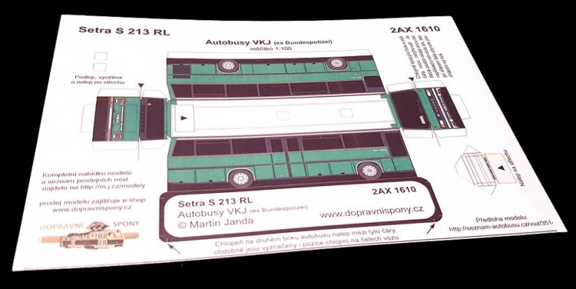 Vystřihovánka autobus Setra S 213 RL, Autobusy VKJ