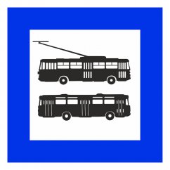Kissen - Haltestellenschild - Bus und Oberleitungsbus