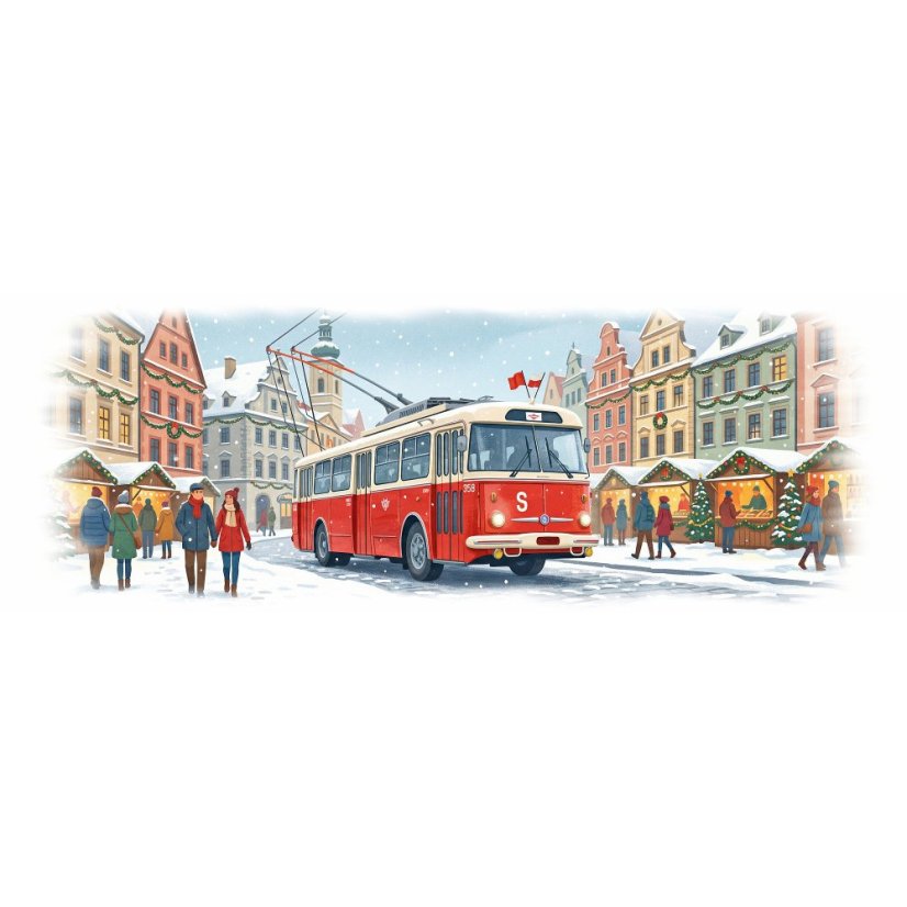 Plecháček - trolejbus Škoda 9Tr - vánoční motiv