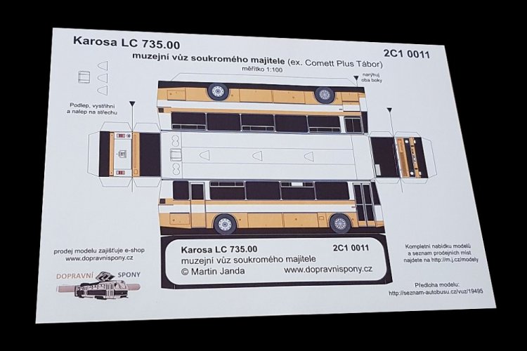 Model kartonowy autobus Karosa LC 735 prywatny właściciel