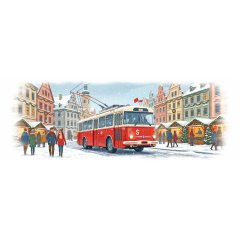 Kubek metalowy - Trolejbus Škoda 9Tr - motyw świąteczny