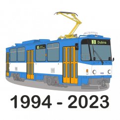 Kubek - tramwaj ČKD Tatra T6A5 Ostrava 1994 - 2023