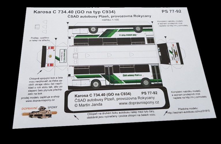 Model kartonowy autobus Karosa C734 -> C934