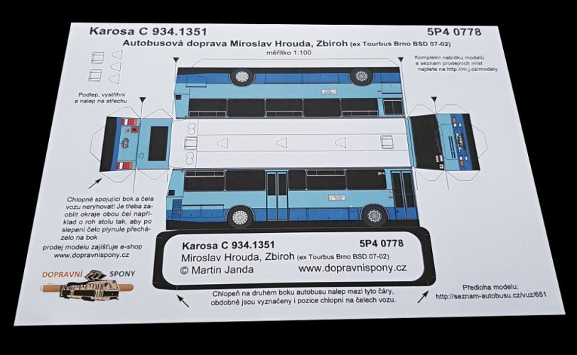 Model kartonowy autobus Karosa C 934