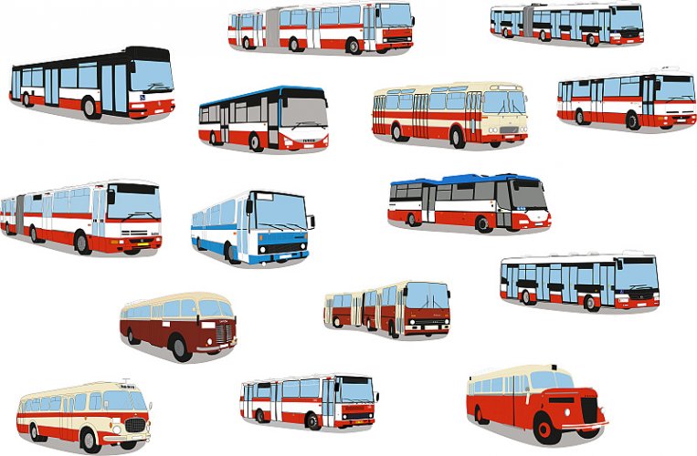 Polštář - různé autobusy