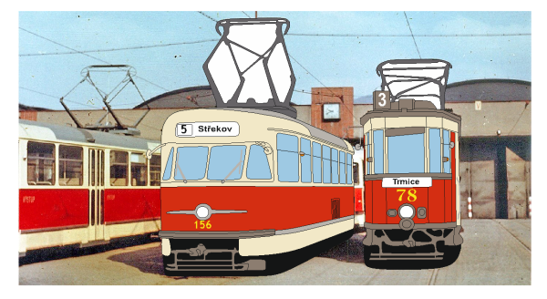 Kravatová spona tramvaje T2 a Bovera