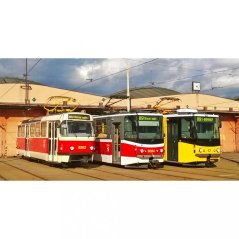 Tasse - modernisierte Straßenbahnen im Betriebshof Hloubětín
