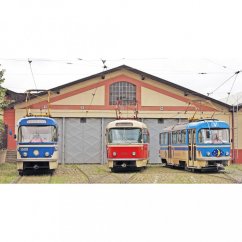 Tasse - Straßenbahnen T3 und T4 des Betriebshofs Střešovice