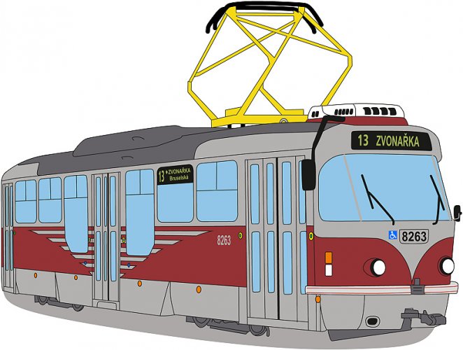 Polštář - tramvaj ČKD Tatra T3R.PLF