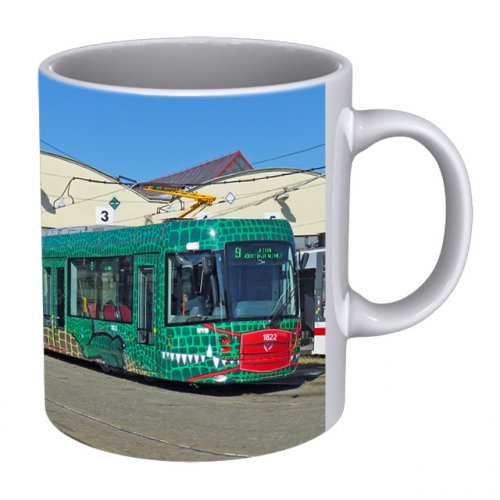 Hrnek - tramvaje EVO2 "Drak" Brno - bílý a zelený