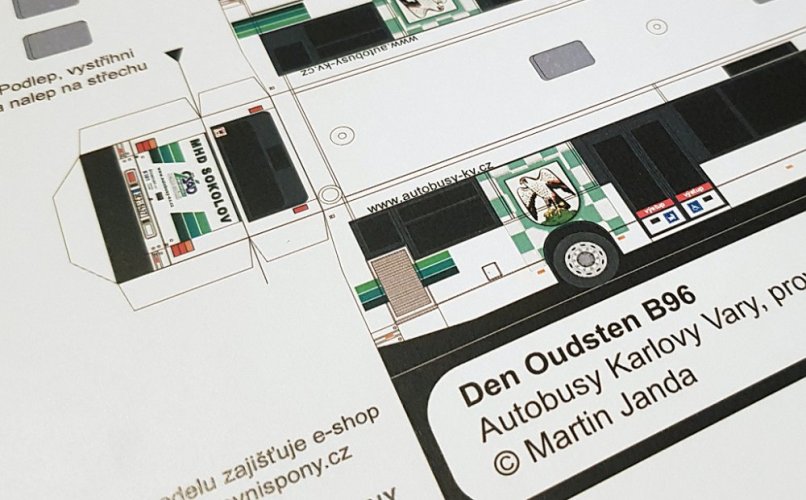 Vystřihovánka autobus Den Oudsten B96 autobusy Karlovy Vary