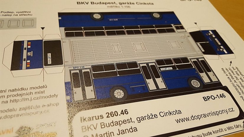 Vystřihovánka autobus Ikarus 260.46 Budapest