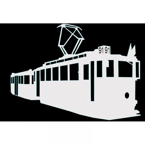 Sticker Historic tram - 3D - Colour: White
