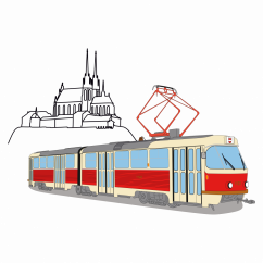Koszulka - tramwaj ČKD Tatra K2 pod Petrovem