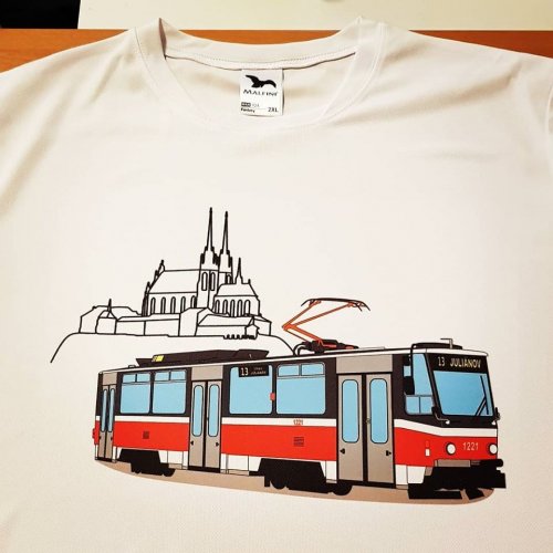 T-shirt - tram ČKD Tatra T6A5 under Petrov